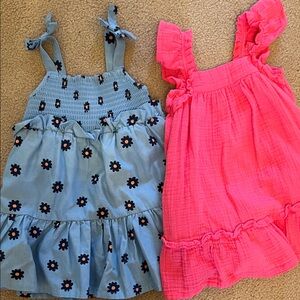 Tucker + Tate Blue Floral Smocked Dress & Tucker + Tate Hot Pink Ruffle Dress